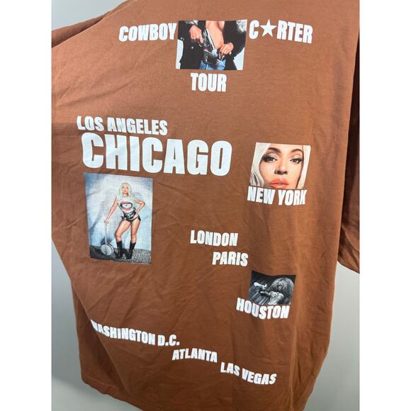 Beyoncé Cowboy Carter Face Brown / Orange Tour T-shirt NWOT - Picture 4 of 8